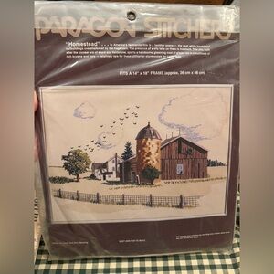 Vintage needle craft new Rustic Homestead Wall Art with Brown and Cream Tones